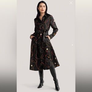 LILISILK 100% Silk Louisville Print Trench Dress